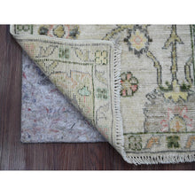 Load image into Gallery viewer, 2&#39;x3&#39; Oyster White, Afghan Angora Oushak With Floral Pattern, Hand Knotted, Vegetable Dyes, 100% Wool, Mat, Oriental Rug FWR121968