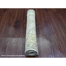 Load image into Gallery viewer, 2&#39;x3&#39; Oyster White, Afghan Angora Oushak With Floral Pattern, Hand Knotted, Vegetable Dyes, 100% Wool, Mat, Oriental Rug FWR121968