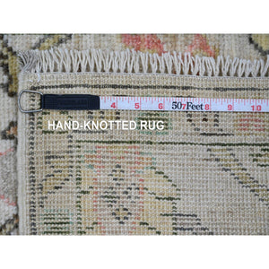 2'x3' Oyster White, Afghan Angora Oushak With Floral Pattern, Hand Knotted, Vegetable Dyes, 100% Wool, Mat, Oriental Rug FWR121968