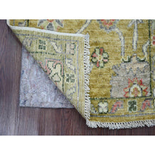 Load image into Gallery viewer, 2&#39;x3&#39;1&quot; Golden Yellow, Hand Knotted, Afghan Angora Oushak With Colorful Leaf Pattern, Vegetable Dyes, 100% Wool, Mat, Oriental Rug FWR121974