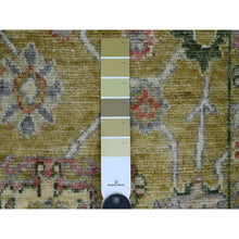 Load image into Gallery viewer, 2&#39;x3&#39;1&quot; Golden Yellow, Hand Knotted, Afghan Angora Oushak With Colorful Leaf Pattern, Vegetable Dyes, 100% Wool, Mat, Oriental Rug FWR121974