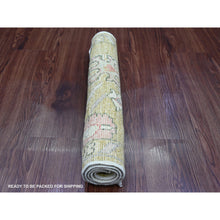 Load image into Gallery viewer, 2&#39;x3&#39;1&quot; Golden Yellow, Hand Knotted, Afghan Angora Oushak with Colorful Leaf Pattern, Vegetable Dyes, 100% Wool, Mat, Oriental Rug FWR121974