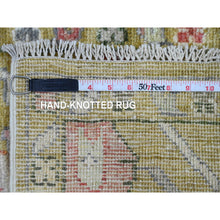 Load image into Gallery viewer, 2&#39;x3&#39;1&quot; Golden Yellow, Hand Knotted, Afghan Angora Oushak With Colorful Leaf Pattern, Vegetable Dyes, 100% Wool, Mat, Oriental Rug FWR121974