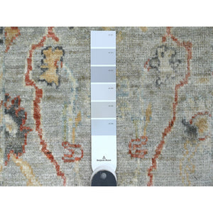 2'1"x3' Misty Gray, All Over Design, Afghan Angora Oushak, Hand Knotted, Vegetable Dyes, 100% Wool, Mat, Oriental Rug FWR121980