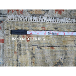 2'1"x3' Misty Gray, All Over Design, Afghan Angora Oushak, Hand Knotted, Vegetable Dyes, 100% Wool, Mat, Oriental Rug FWR121980