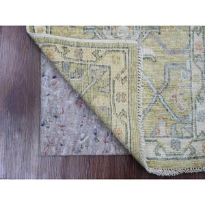 2'x3'2" Olive Green, Hand Knotted, Afghan Angora Oushak With All Over Design, Vegetable Dyes, 100% Wool, Mat, Oriental Rug FWR121992