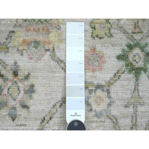 2'x3' Alabaster White, Hand Knotted, Afghan Angora Oushak With Floral Pattern, Vegetable Dyes, 100% Wool, Mat, Oriental Rug FWR121998