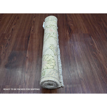 Load image into Gallery viewer, 2&#39;x3&#39; Alabaster White, Hand Knotted, Afghan Angora Oushak With Floral Pattern, Vegetable Dyes, 100% Wool, Mat, Oriental Rug FWR121998