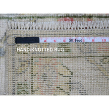 Load image into Gallery viewer, 2&#39;x3&#39; Alabaster White, Hand Knotted, Afghan Angora Oushak With Floral Pattern, Vegetable Dyes, 100% Wool, Mat, Oriental Rug FWR121998