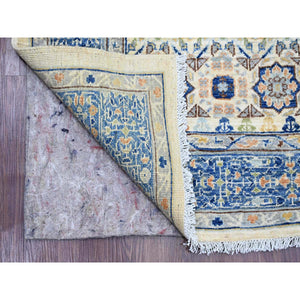 5'10"x8'8" Pearl White, 14th Century Mamluk Dynasty Pattern With Star Medallion Design, Hand Knotted, Vibrant And Soft Wool, Natural Dyes, Oriental Rug FWR122010