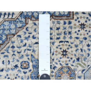 5'10"x8'8" Pearl White, 14th Century Mamluk Dynasty Pattern With Star Medallion Design, Hand Knotted, Vibrant And Soft Wool, Natural Dyes, Oriental Rug FWR122010