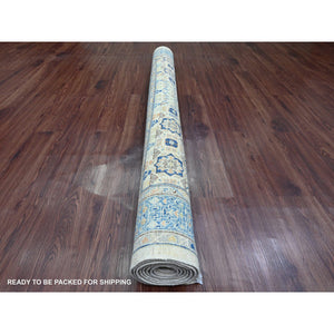 5'10"x8'8" Pearl White, 14th Century Mamluk Dynasty Pattern With Star Medallion Design, Hand Knotted, Vibrant And Soft Wool, Natural Dyes, Oriental Rug FWR122010