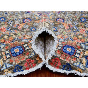 7'8"x7'8" Mocha Brown, 14th Century Mamluk Dynasty Pattern With Star Medallion Design, Hand Knotted, Soft Pile, High Mountain Wool, Vegetable Dyes, Round, Oriental Rug FWR122022