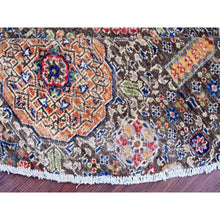 Load image into Gallery viewer, 7&#39;8&quot;x7&#39;8&quot; Mocha Brown, 14th Century Mamluk Dynasty Pattern With Star Medallion Design, Hand Knotted, Soft Pile, High Mountain Wool, Vegetable Dyes, Round, Oriental Rug FWR122022