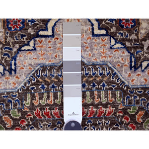 7'8"x7'8" Mocha Brown, 14th Century Mamluk Dynasty Pattern With Star Medallion Design, Hand Knotted, Soft Pile, High Mountain Wool, Vegetable Dyes, Round, Oriental Rug FWR122022