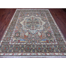 Load image into Gallery viewer, 8&#39;x9&#39;8&quot; Nevada Gray, Hand Knotted, 14th Century Mamluk Dynasty Pattern with Large Medallion Design, Soft Wool, Natural Dyes, Oriental Rug FWR122028