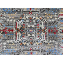 Load image into Gallery viewer, 8&#39;x9&#39;8&quot; Nevada Gray, Hand Knotted, 14th Century Mamluk Dynasty Pattern with Large Medallion Design, Soft Wool, Natural Dyes, Oriental Rug FWR122028