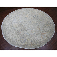 Load image into Gallery viewer, 12&#39;2&quot;x12&#39;2&quot; Misty Gray, Washed Out Ziegler Mahal Revival with All Over Pattern, Hand Knotted, 100% Wool, Round, Oriental Rug FWR122034
