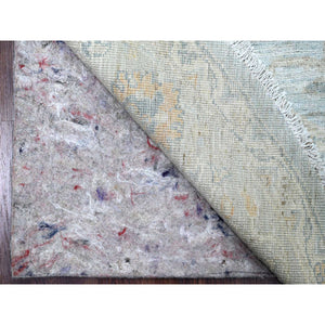 6'3"x6'3" Beau Blue, Peshawar with Ziegler Mahal Design, High Mountain Wool, Washed Out, Denser Weave, Hand Knotted, Round, Oriental Rug FWR122046