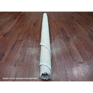 6'3"x6'3" Beau Blue, Peshawar with Ziegler Mahal Design, High Mountain Wool, Washed Out, Denser Weave, Hand Knotted, Round, Oriental Rug FWR122046
