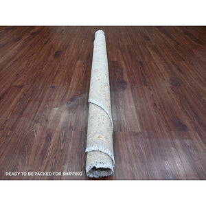 6'x6' Powder Blue, All Over Ziegler Mahal Design, Washed Out with Balanced Color Shades, Hand Knotted, Pure Wool, Round, Oriental Rug FWR122052