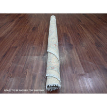 Load image into Gallery viewer, 6&#39;x6&#39; Chiffon White, Peshawar with Heriz All Over Design, High Mountain Wool, Densely Woven, Hand Knotted, Vegetable Dyes, Round, Oriental Rug FWR122058