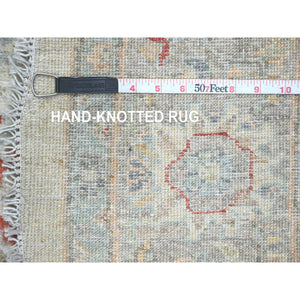 6'x6' Cloud Gray, Natural Undyed Wool, Modern Grass Design, Hand Knotted, Tone on Tone, Square Oriental Rug FWR477108