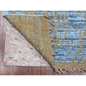 5'1"x8'2" Carolina Blue, Moroccan Weave with Modernistic Design, Tone on Tone, Hand Knotted, Textured Pile, Soft Wool, Oriental Rug FWR122064