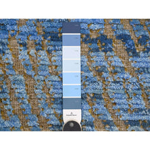 Load image into Gallery viewer, 5&#39;1&quot;x8&#39;2&quot; Carolina Blue, Moroccan Weave with Modernistic Design, Tone on Tone, Hand Knotted, Textured Pile, Soft Wool, Oriental Rug FWR122064