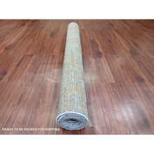 Load image into Gallery viewer, 5&#39;1&quot;x8&#39;2&quot; Carolina Blue, Moroccan Weave with Modernistic Design, Tone on Tone, Hand Knotted, Textured Pile, Soft Wool, Oriental Rug FWR122064