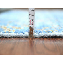 Load image into Gallery viewer, 5&#39;1&quot;x8&#39;2&quot; Carolina Blue, Moroccan Weave with Modernistic Design, Tone on Tone, Hand Knotted, Textured Pile, Soft Wool, Oriental Rug FWR122064