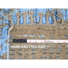 Load image into Gallery viewer, 5&#39;1&quot;x8&#39;2&quot; Carolina Blue, Moroccan Weave With Modernistic Design, Tone On Tone, Hand Knotted, Textured Pile, Soft Wool, Oriental Rug FWR122064