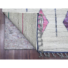 Load image into Gallery viewer, 5&#39;5&quot;x8&#39;6&quot; Daisy White, Moroccan Weave With Colorful Tribal And Geometric Design, Tone On Tone, Hand Knotted, Soft Wool, Textured Pile, Oriental Rug FWR122070