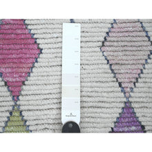 Load image into Gallery viewer, 5&#39;5&quot;x8&#39;6&quot; Daisy White, Moroccan Weave With Colorful Tribal And Geometric Design, Tone On Tone, Hand Knotted, Soft Wool, Textured Pile, Oriental Rug FWR122070