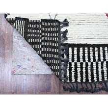 Load image into Gallery viewer, 5&#39;8&quot;x8&#39; Whisper White, Moroccan Weave With Geometric Design, Tone On Tone, Hand Knotted, Soft Wool, Textured Pile, Oriental Rug FWR122076