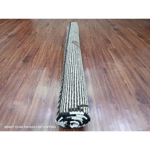 5'8"x8' Whisper White, Moroccan Weave with Geometric Design, Tone on Tone, Hand Knotted, Soft Wool, Textured Pile, Oriental Rug FWR122076