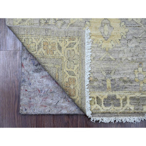 2'7"x11'8" Cloud Gray, Peshawar with Ziegler Mahal Design, Vegetable Dyes, High Mountain Wool, Hand Knotted, Runner, Oriental Rug FWR122106