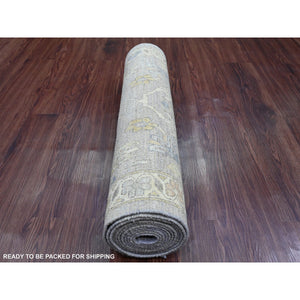 2'7"x11'8" Cloud Gray, Peshawar with Ziegler Mahal Design, Vegetable Dyes, High Mountain Wool, Hand Knotted, Runner, Oriental Rug FWR122106