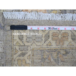2'7"x11'8" Cloud Gray, Peshawar with Ziegler Mahal Design, Vegetable Dyes, High Mountain Wool, Hand Knotted, Runner, Oriental Rug FWR122106