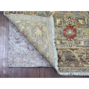 3'1"x4'9" Nickel Gray, Aryana Collection, Afghan Peshawar with Heriz All Over Design, Hand Knotted, 100% Wool, Vegetable Dyes, Densely Woven, Oriental Rug FWR122118