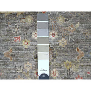 3'1"x4'9" Nickel Gray, Aryana Collection, Afghan Peshawar with Heriz All Over Design, Hand Knotted, 100% Wool, Vegetable Dyes, Densely Woven, Oriental Rug FWR122118