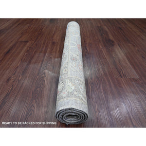 3'1"x4'9" Nickel Gray, Aryana Collection, Afghan Peshawar with Heriz All Over Design, Hand Knotted, 100% Wool, Vegetable Dyes, Densely Woven, Oriental Rug FWR122118