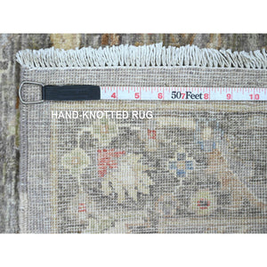 3'1"x4'9" Tango Orange, Vegetable Dyes, Afghan Angora Oushak with Cypress and Willow Tree Design, Hand Knotted, Velvety Wool, Oriental Rug FWR531060