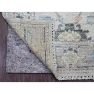 2'9"x16' Pearl White, Afghan Angora Oushak With All Over Leaf Design, Hand Knotted, Vegetable Dyes, 100% Wool, Xl Runner, Oriental Rug FWR122136