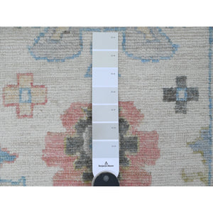 2'9"x16' Pearl White, Afghan Angora Oushak With All Over Leaf Design, Hand Knotted, Vegetable Dyes, 100% Wool, Xl Runner, Oriental Rug FWR122136