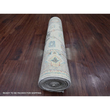 Load image into Gallery viewer, 2&#39;9&quot;x16&#39; Pearl White, Afghan Angora Oushak With All Over Leaf Design, Hand Knotted, Vegetable Dyes, 100% Wool, Xl Runner, Oriental Rug FWR122136
