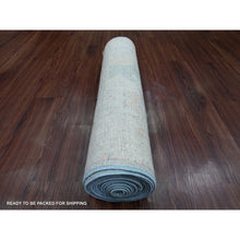 Load image into Gallery viewer, 3&#39;x15&#39;6&quot; Stone Blue, Afghan Angora Oushak With Large Leaf Design, Veggie Dyes, Hand Knotted, Pure Wool, Xl Runner, Oriental Rug FWR122148