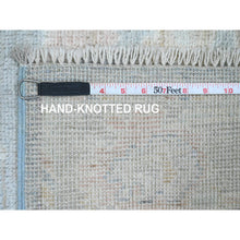 Load image into Gallery viewer, 3&#39;x15&#39;6&quot; Stone Blue, Afghan Angora Oushak With Large Leaf Design, Veggie Dyes, Hand Knotted, Pure Wool, Xl Runner, Oriental Rug FWR122148