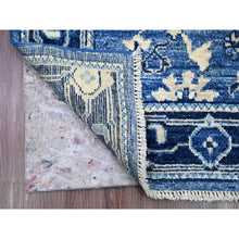 Load image into Gallery viewer, 2&#39;9&quot;x19&#39;8&quot; Imperial Blue, Hand Knotted, Afghan Angora Oushak With All Over Leaf Design, Vegetable Dyes, 100% Wool, Xl Runner, Oriental Rug FWR122154