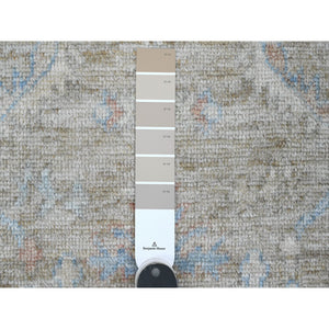 3'x5' Khaki Brown, Afghan Angora Oushak With Leaf Design, Vegetable Dyes, 100% Wool, Hand Knotted, Oriental Rug FWR122160